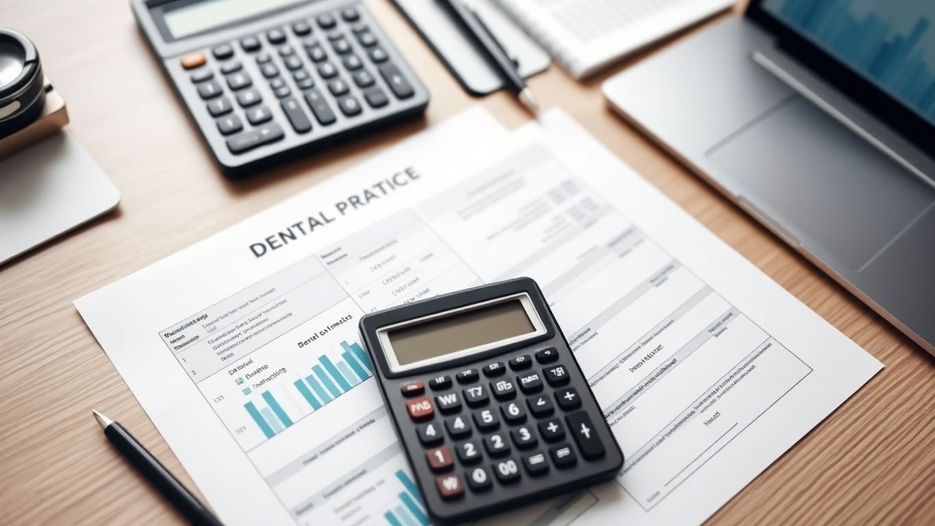 Professional bookkeeping workspace for dental practices in California.