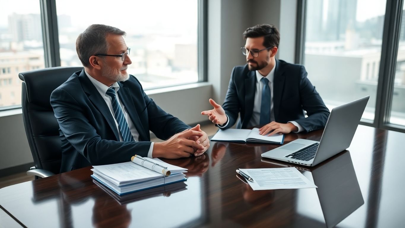 Doctor reviewing finances with tax accountant.