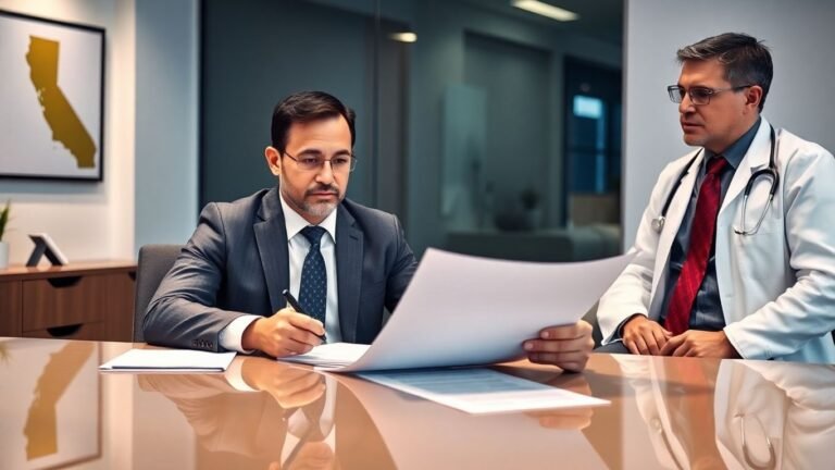 Professional accountant reviews financial documents with physician.