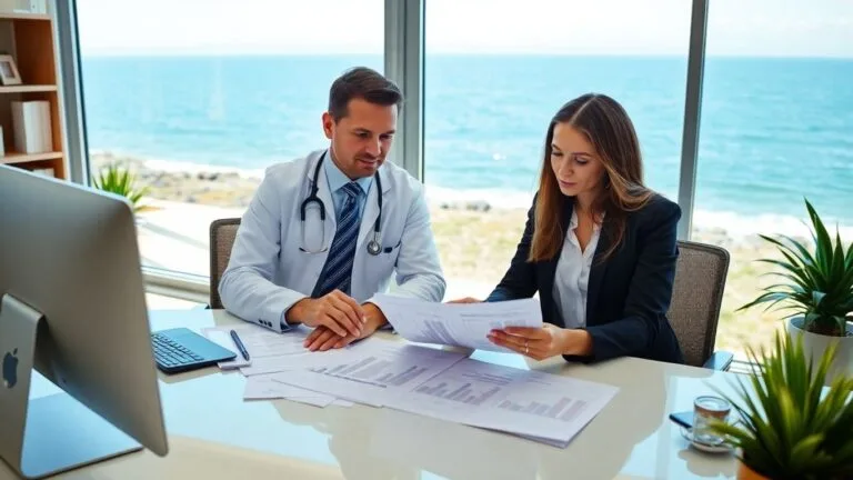 Doctor And Cpa Reviewing Financial Documents.