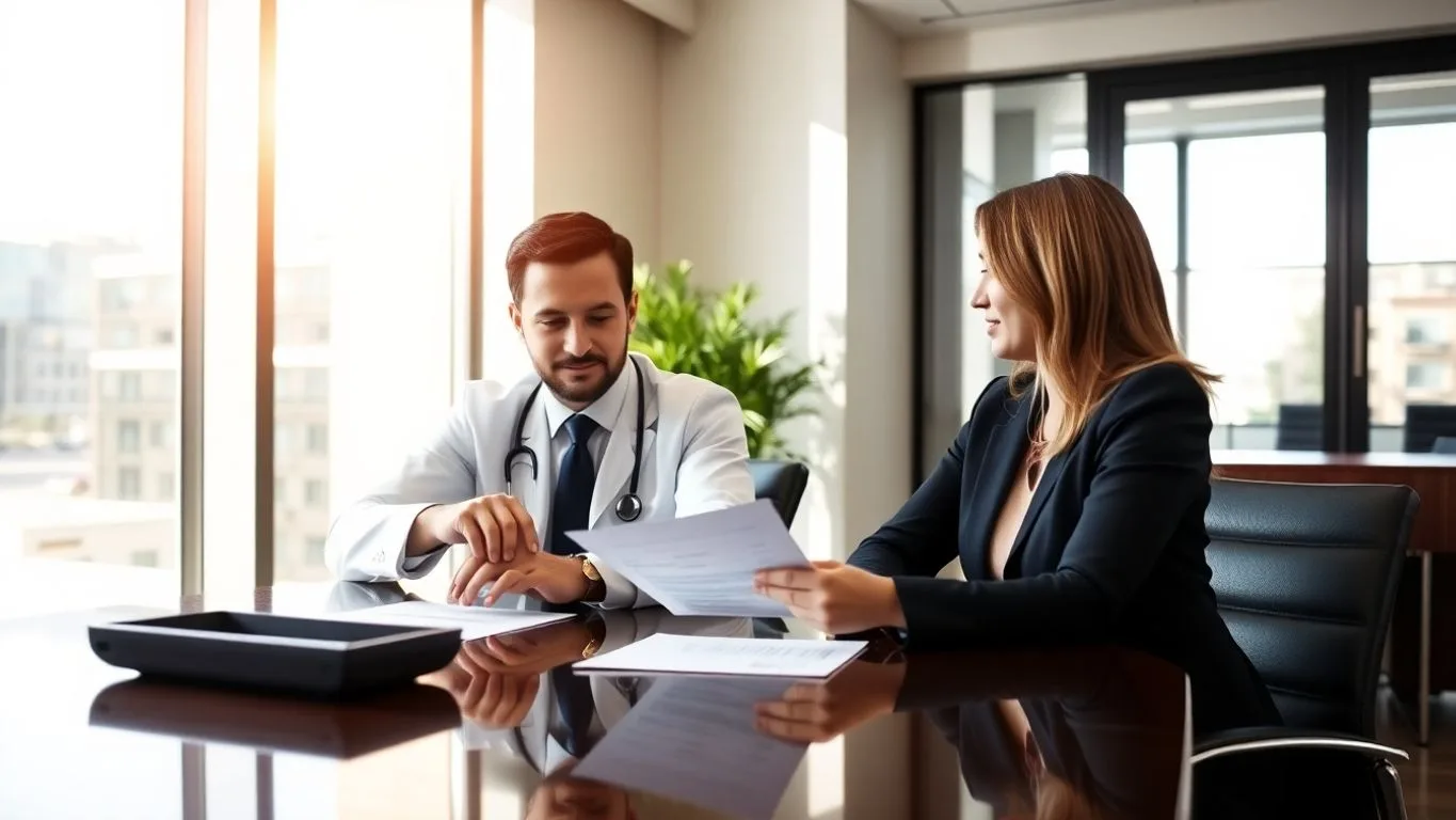 Doctor and accountant discussing finances