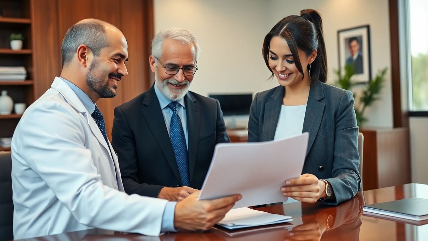 Dentist with financial advisor.